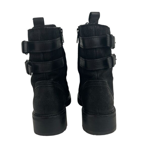 Allsaints Combat Double Strap Buckle Black Lace Up Side Zipper Boots Size 39 9 - Picture 7 of 9